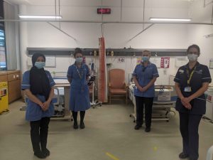 *photo caption* the clinical research delivery team working on the study – Left to right: senior paediatric clinical research nurses: Salma Alim, Fiona Wilson, the lead nurses on the study, with Kate Wilkins and Paediatric Research Nurse Manager, Jill Wilson.