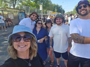 Faye and Steve Williams with their group at the Oasis concert 