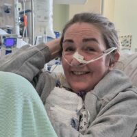 Heather Bluer in hospital after her transplant