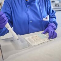 Person in a lab working.