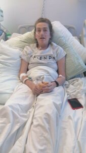 Heather Bluer in hospital bed