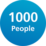 1000 people written in a blue bubble