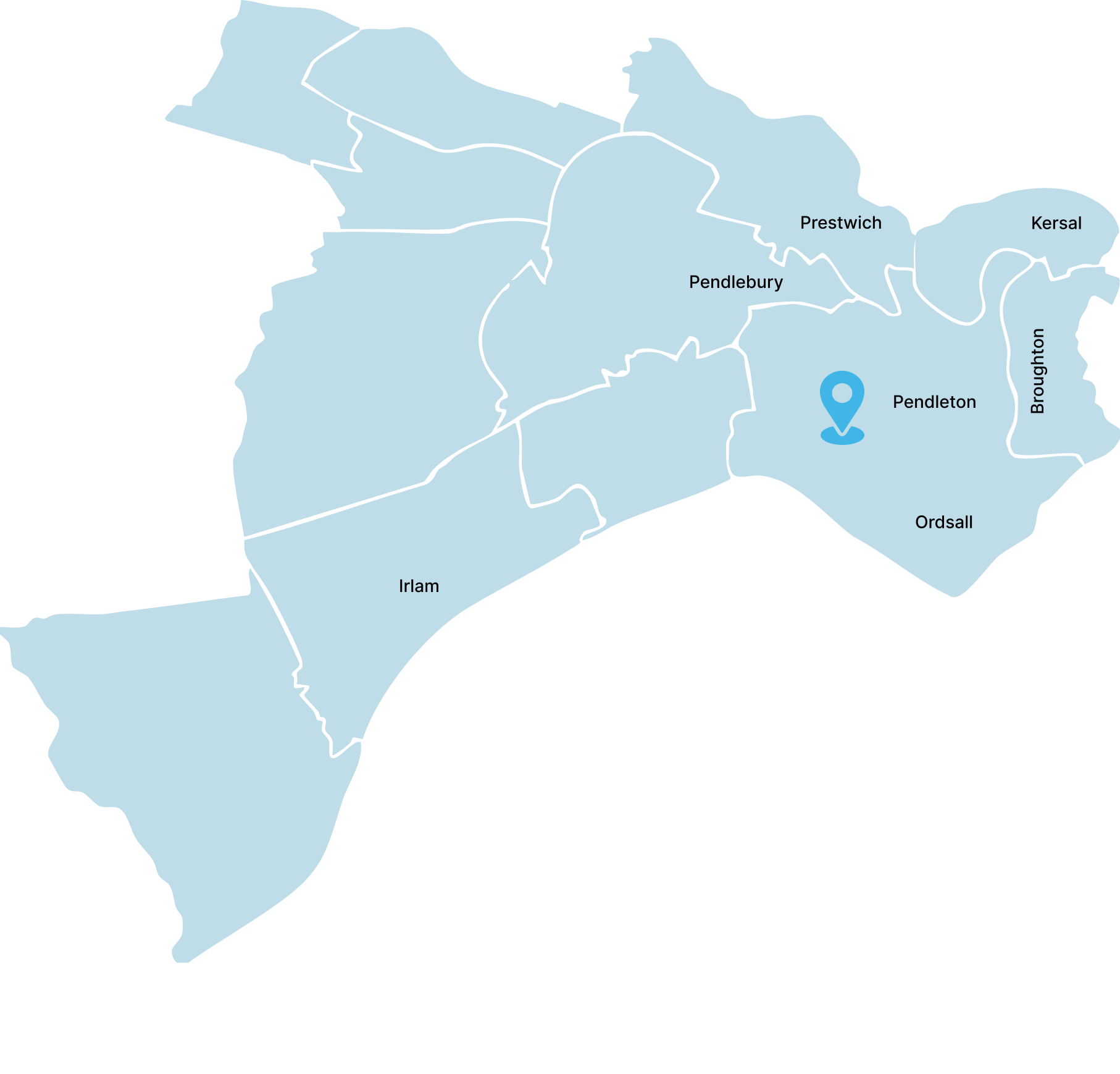 Map of the Salford Hub North area.