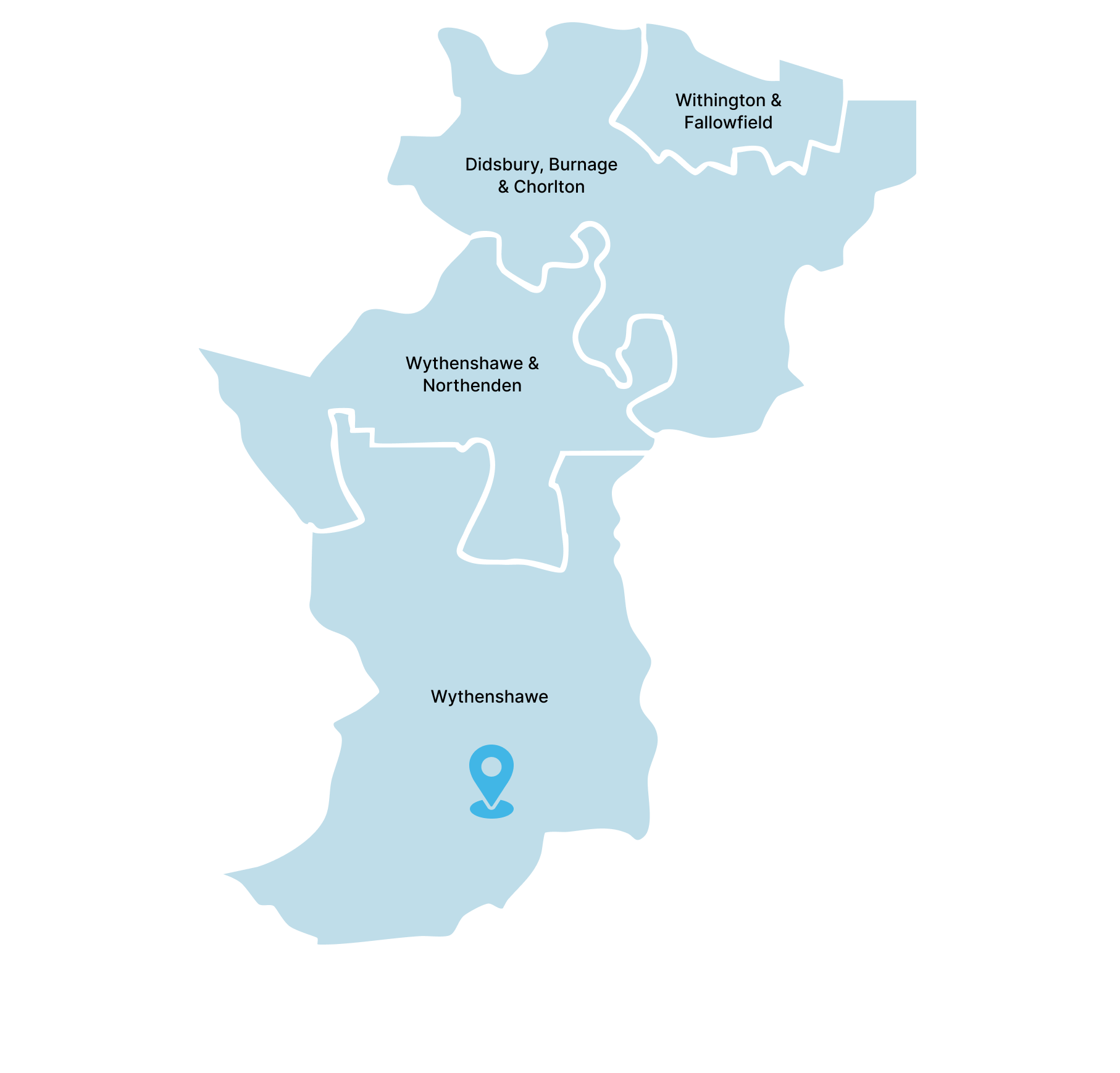 Map of the South Manchester CAMHS area.
